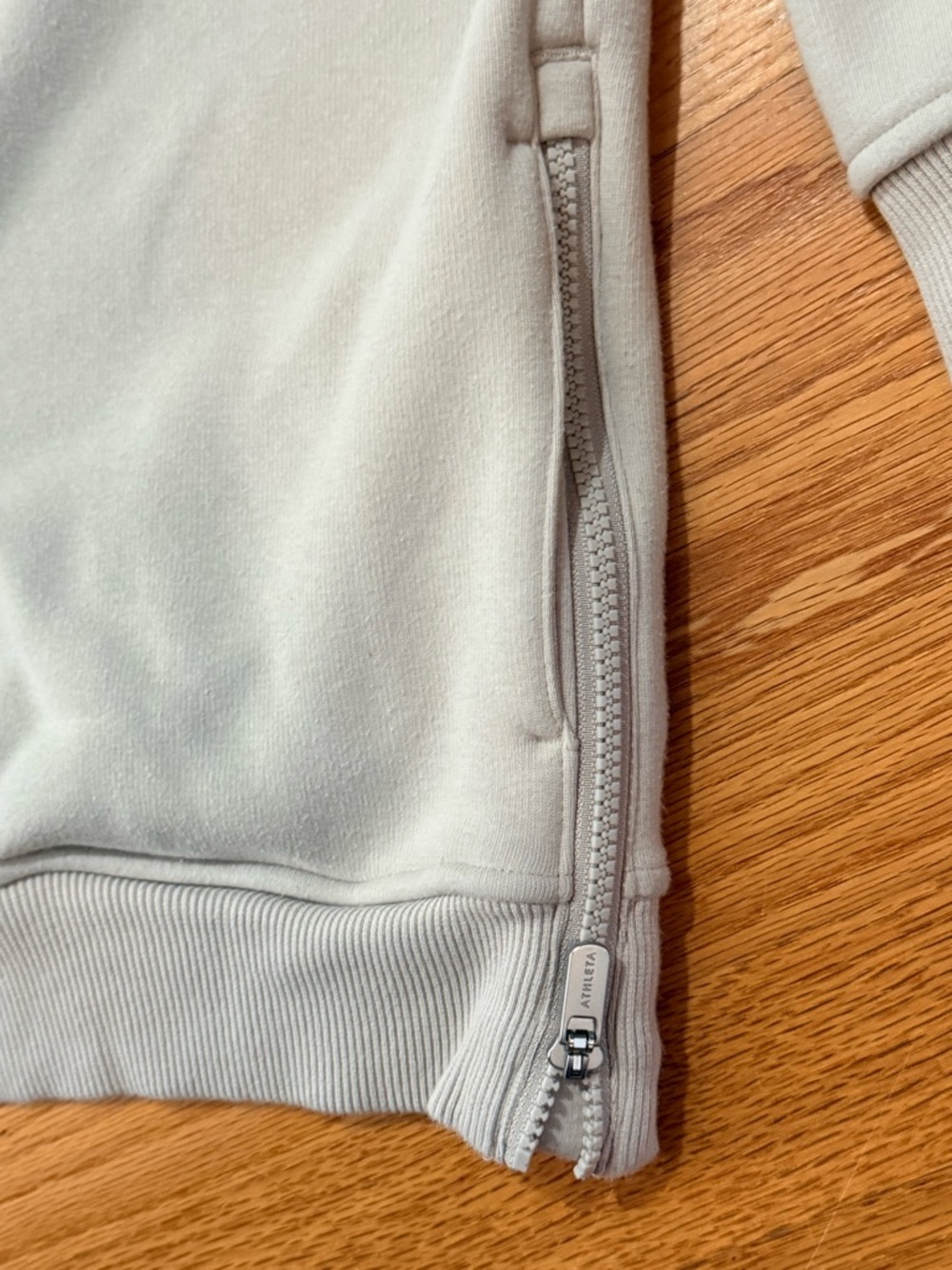 Athleta Beige Forever Fleece Quarter-Zip Pullover Seeatshirt - Picture 4 of 5
